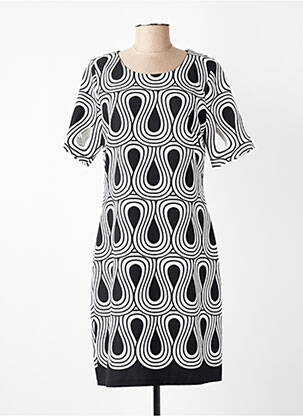 Robe mi-longue tissage crêpe manches courtes noir FRANCE RIVOIRE femme