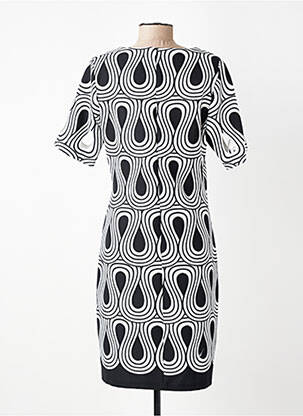 Robe mi-longue tissage crêpe manches courtes noir FRANCE RIVOIRE femme