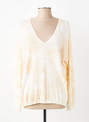 Pull col v manches longues beige GRACE & MILA femme