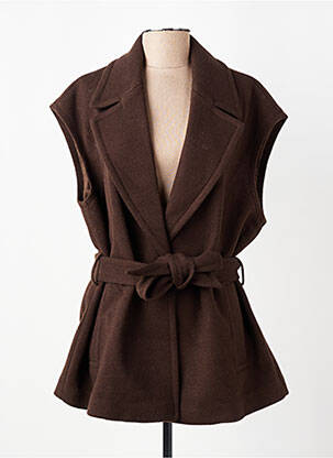 Gilet sans manche poches marron YAYA femme