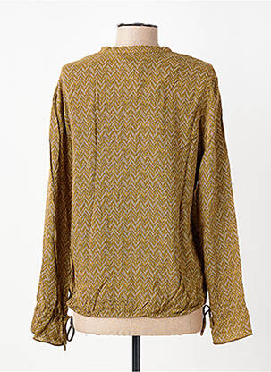 Blouse tissage popeline manches longues vert YAYA femme