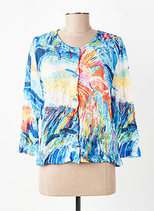 Gilet manches longues manches 3/4 bleu MALOKA femme