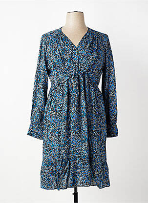 Robe mi-longue manches longues manches longues bleu EVA KAYAN femme