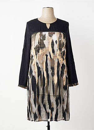 Robe mi-longue manches longues manches longues noir PAUSE CAFE femme