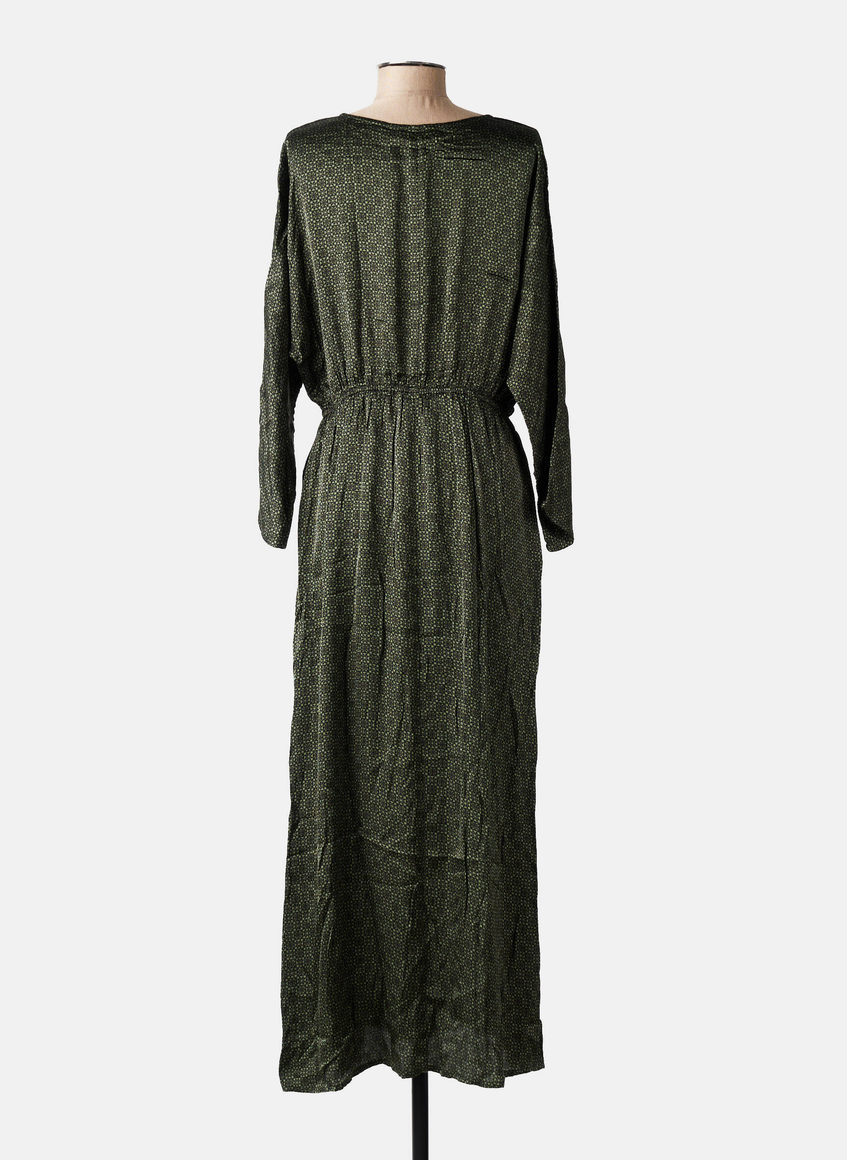 Robe longue imprimé fantaisie manches longues vert GRACE & MILA femme