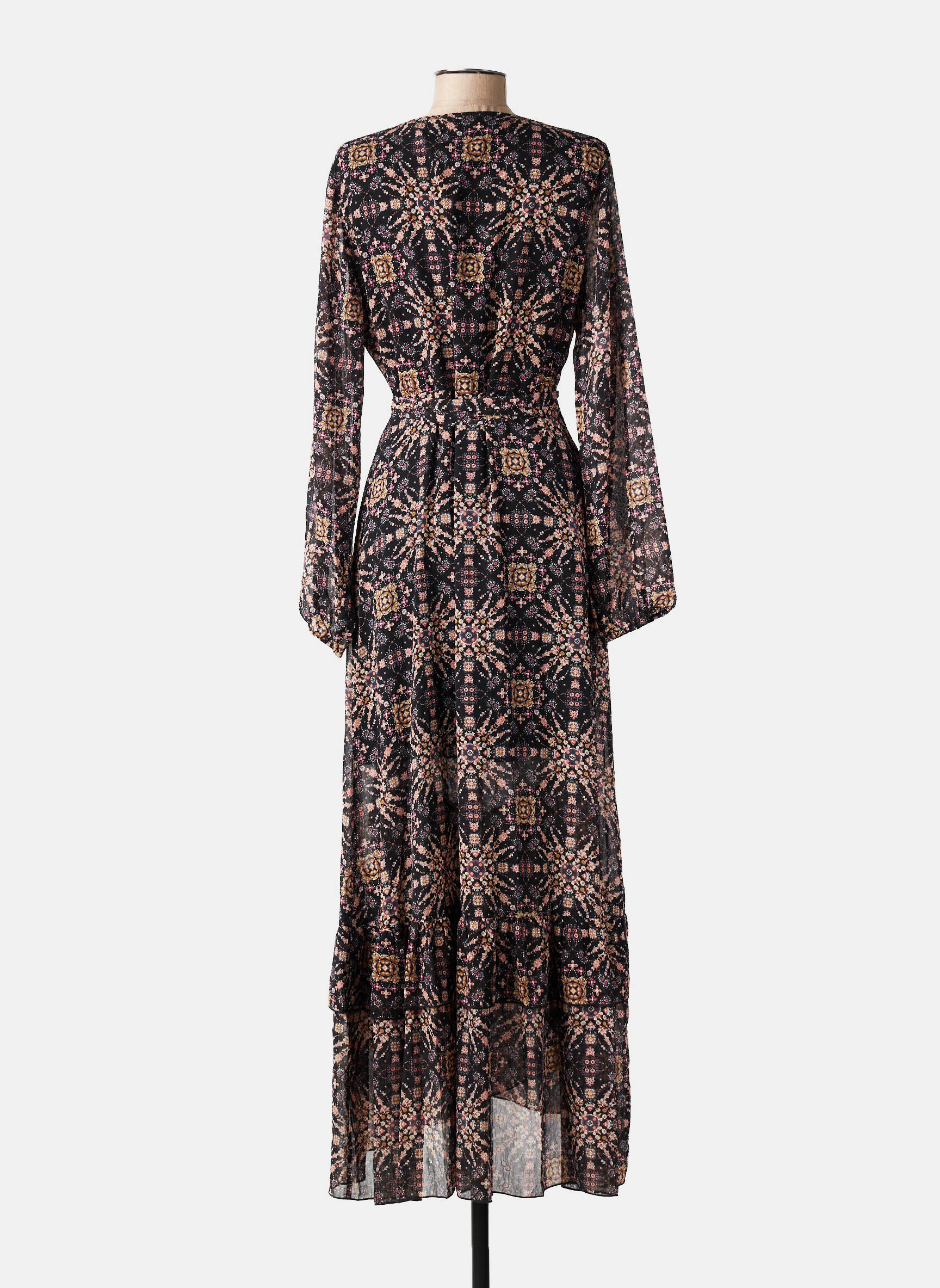 Robe longue imprimé fleurs manches longues noir MOLLY BRACKEN femme