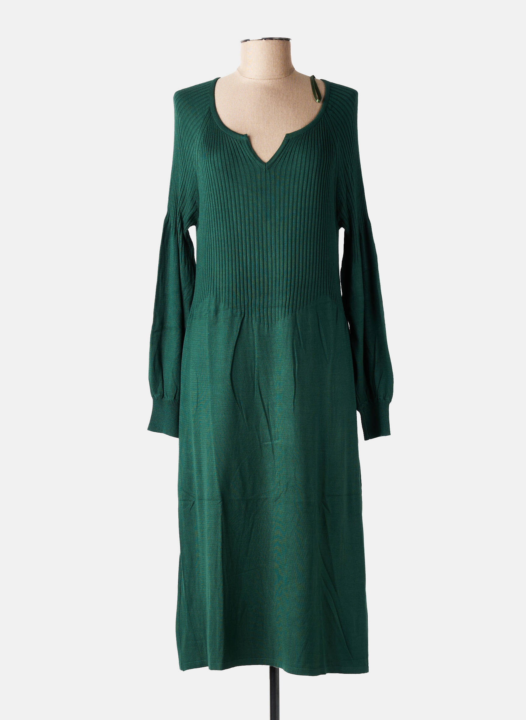 Robe pull col v manches longues vert LE PETIT BAIGNEUR femme