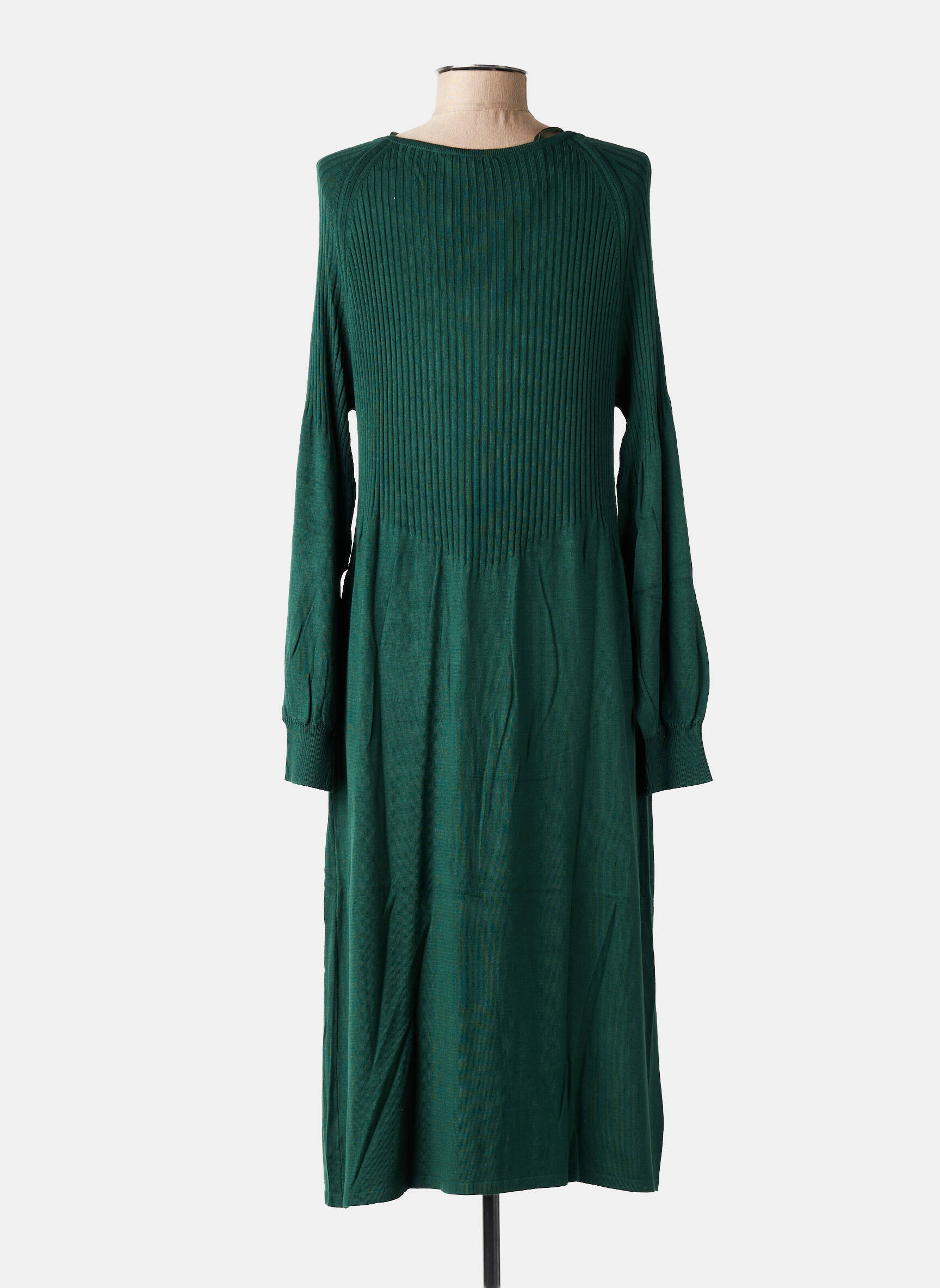 Robe pull col v manches longues vert LE PETIT BAIGNEUR femme