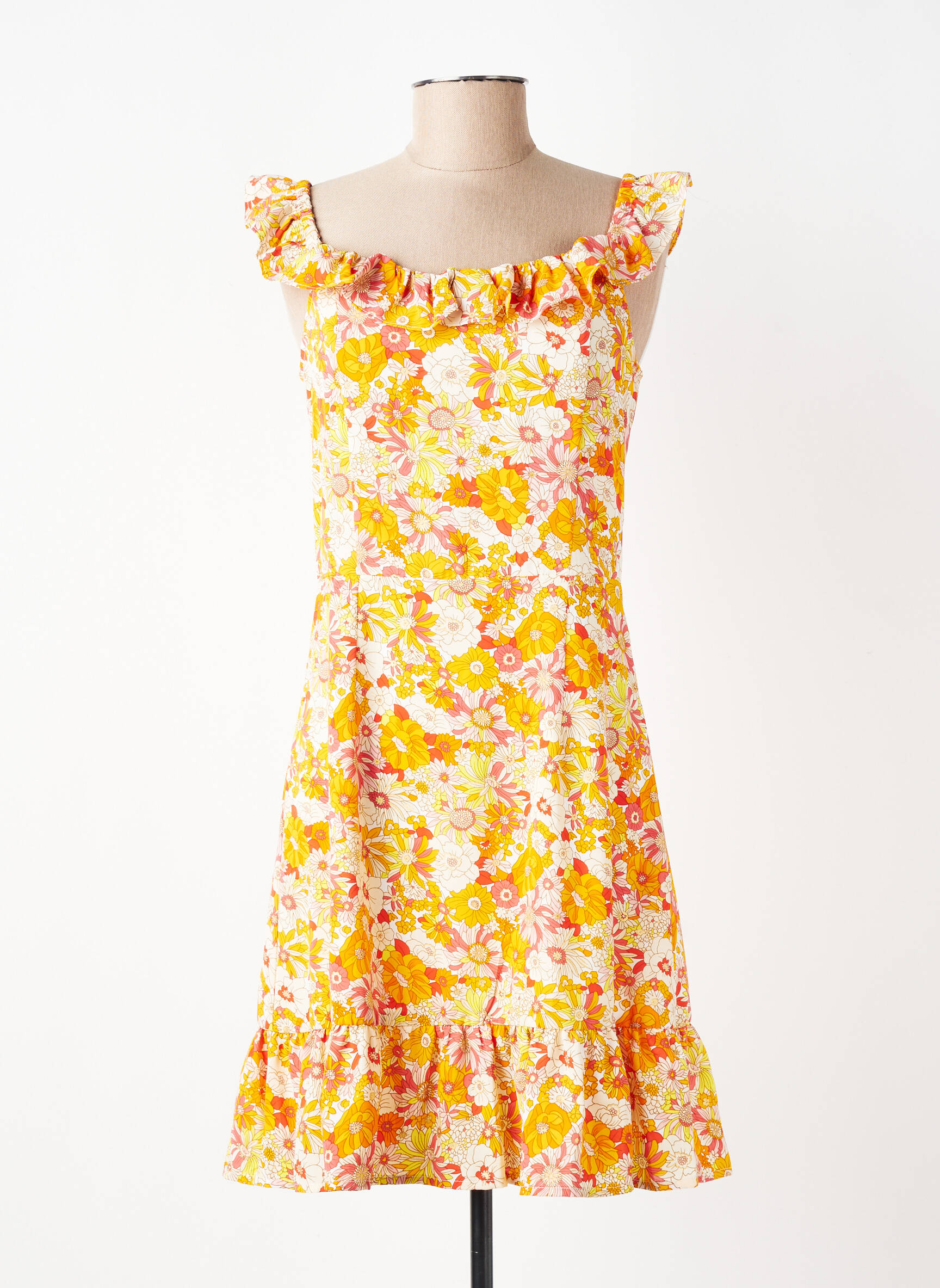 Robe courte fermeture zippée au dos manches courtes orange MOLLY BRACKEN femme