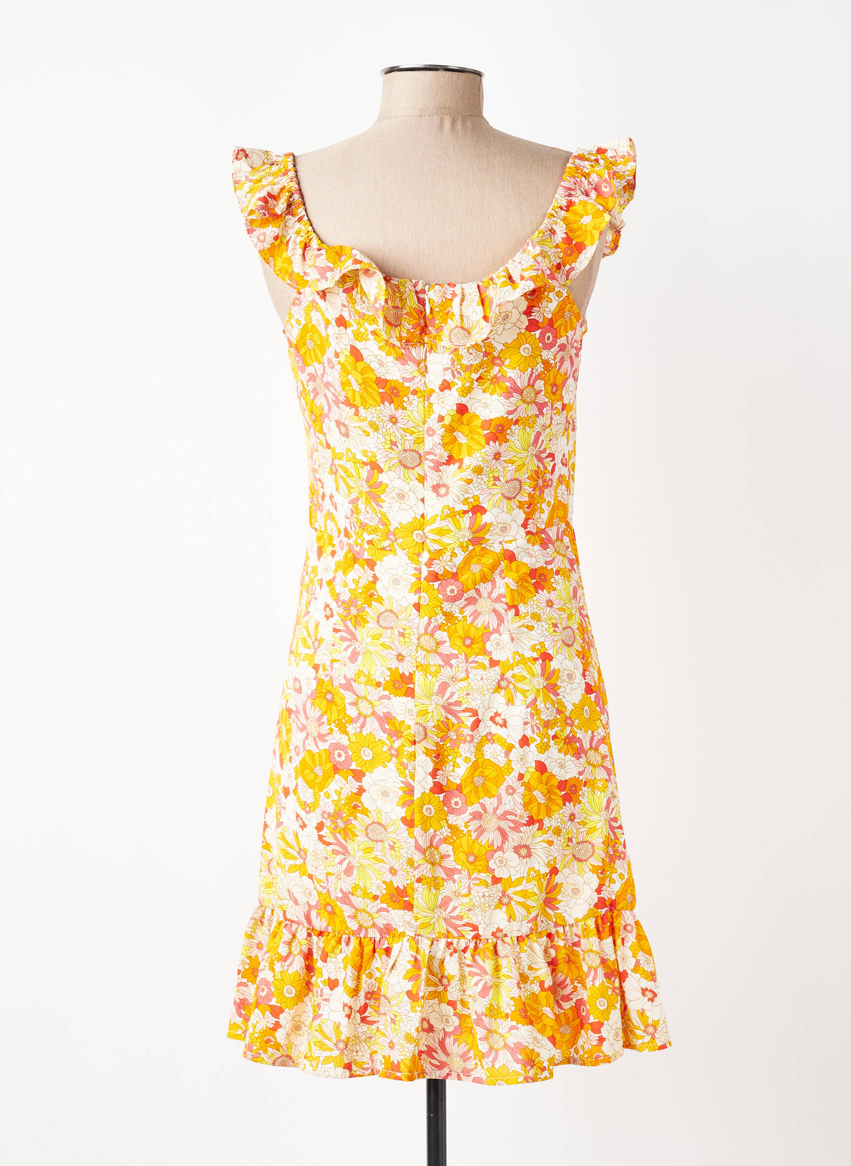 Robe courte fermeture zippée au dos manches courtes orange MOLLY BRACKEN femme