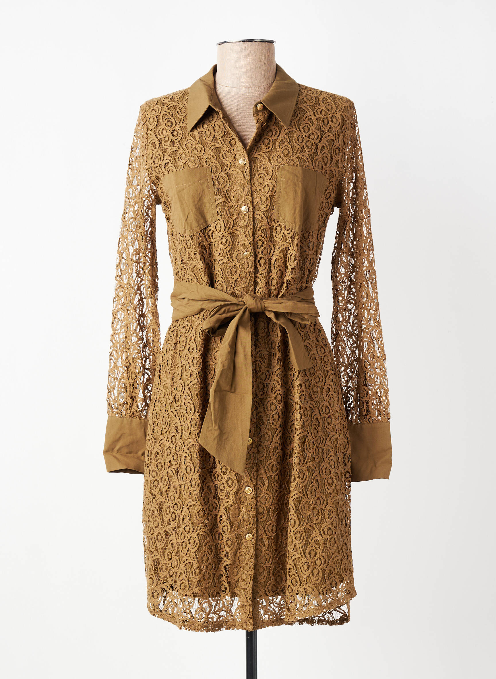 Robe mi-longue manches longues manches longues vert EVA KAYAN femme