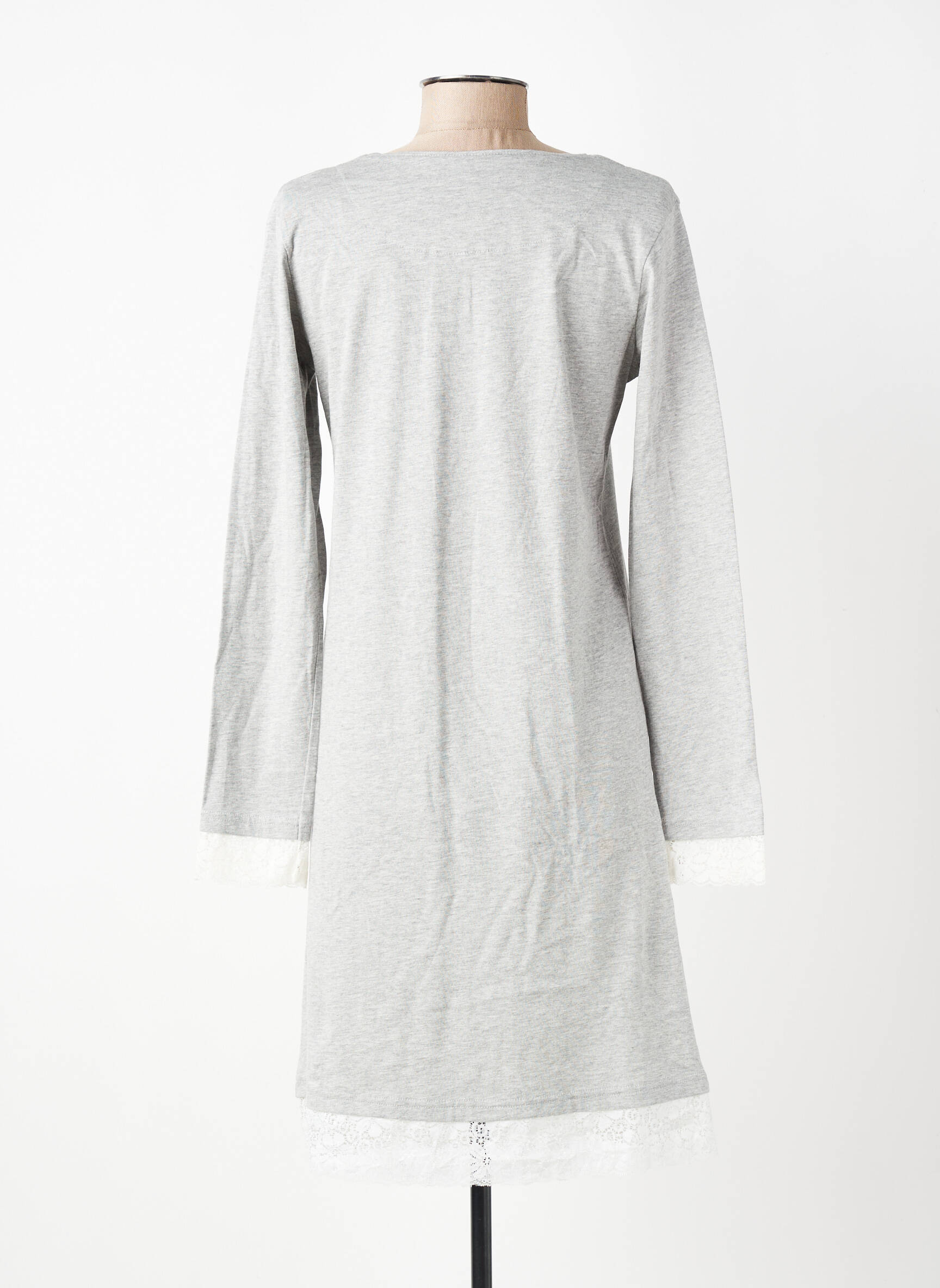 Robe mi-longue manches longues manches longues gris CANAT femme