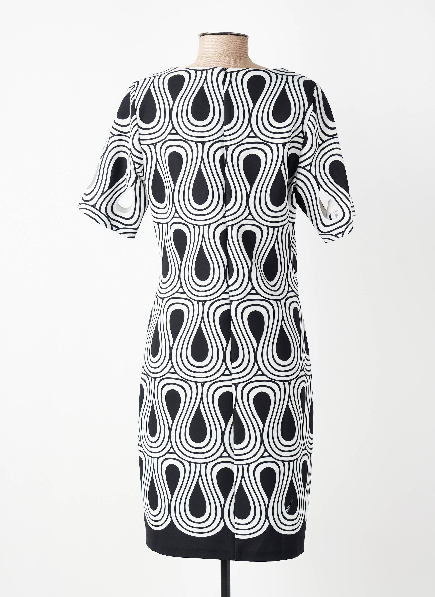 Robe mi-longue tissage crêpe manches courtes noir FRANCE RIVOIRE femme