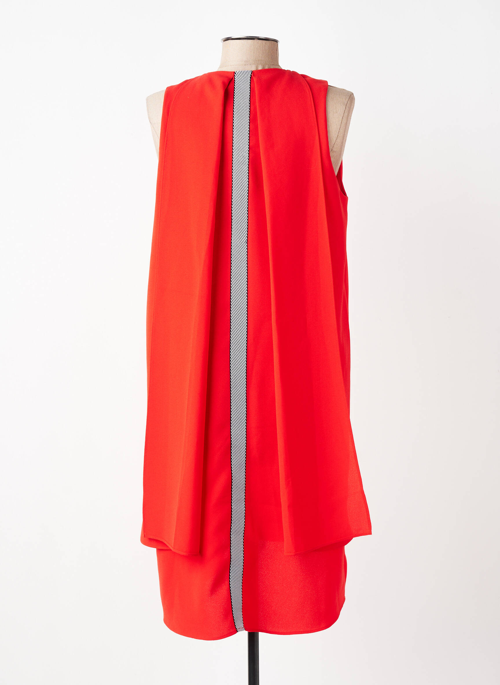 Robe mi-longue coupe fluide sans manche rouge PAUSE CAFE femme