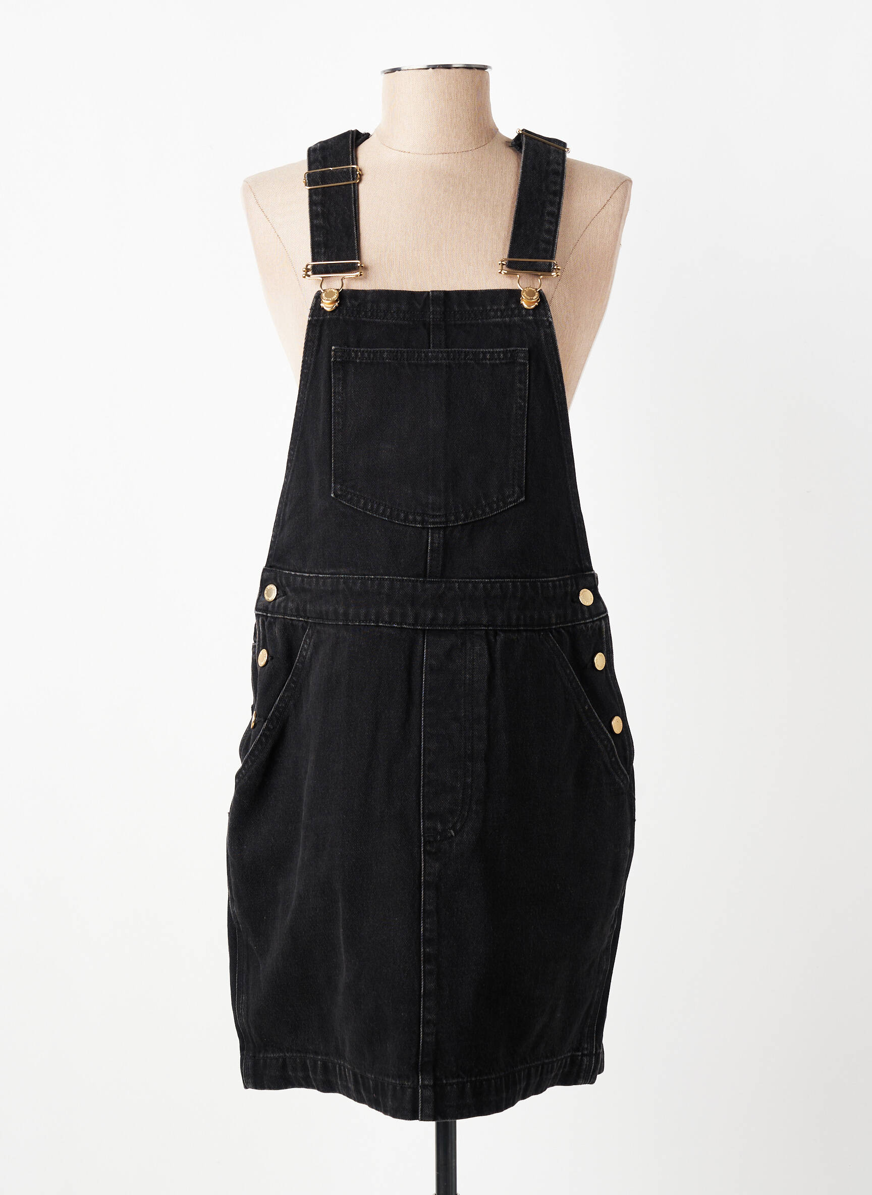 Robe mi-longue coupe cintrée fines bretelles noir NAGEV femme