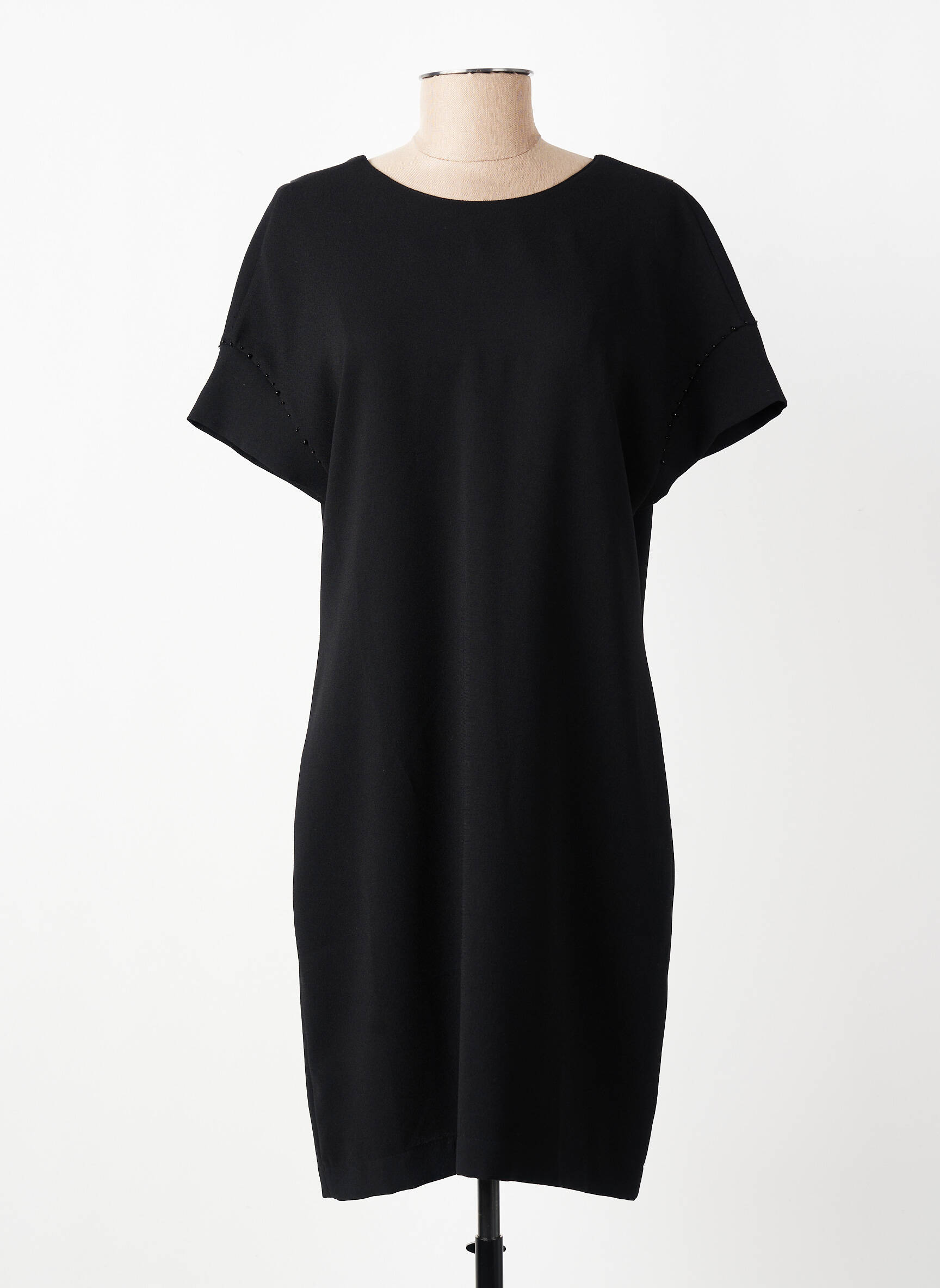 Robe courte fermeture zippée au dos manches courtes noir EVA KAYAN femme