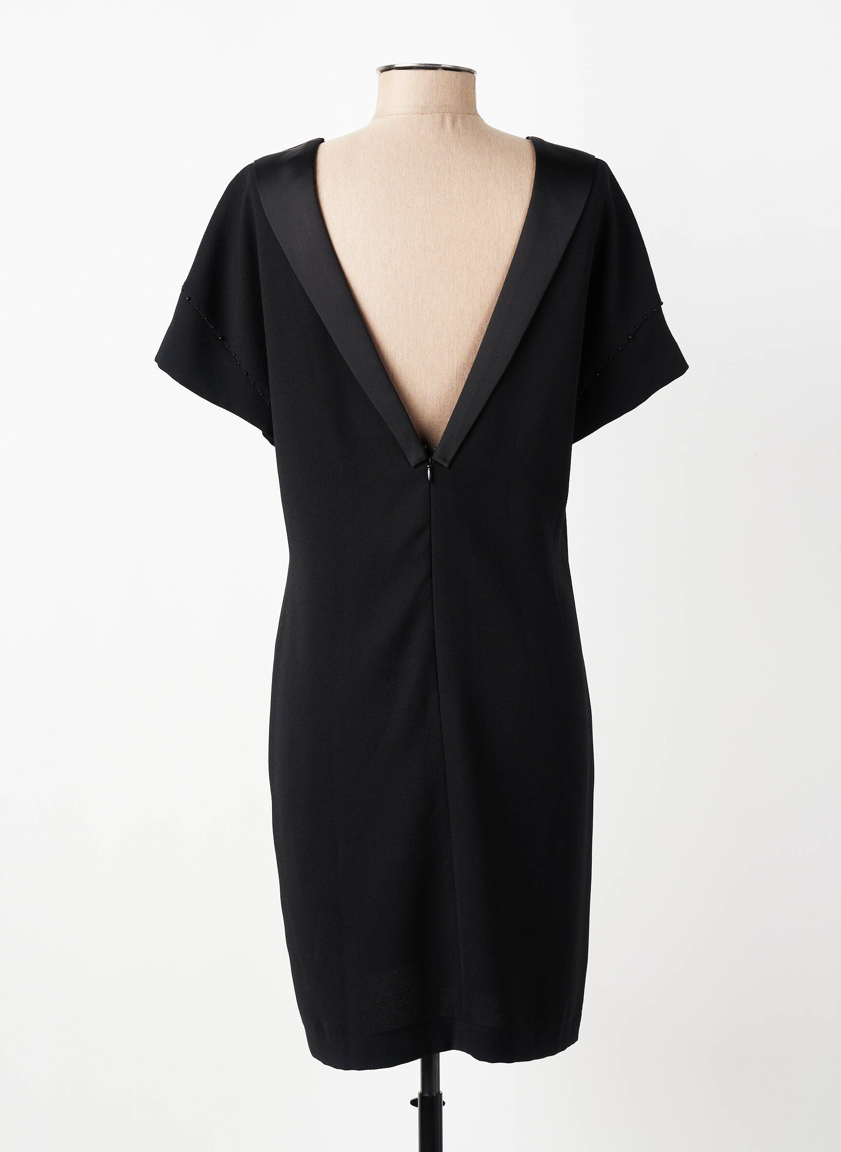 Robe courte fermeture zippée au dos manches courtes noir EVA KAYAN femme