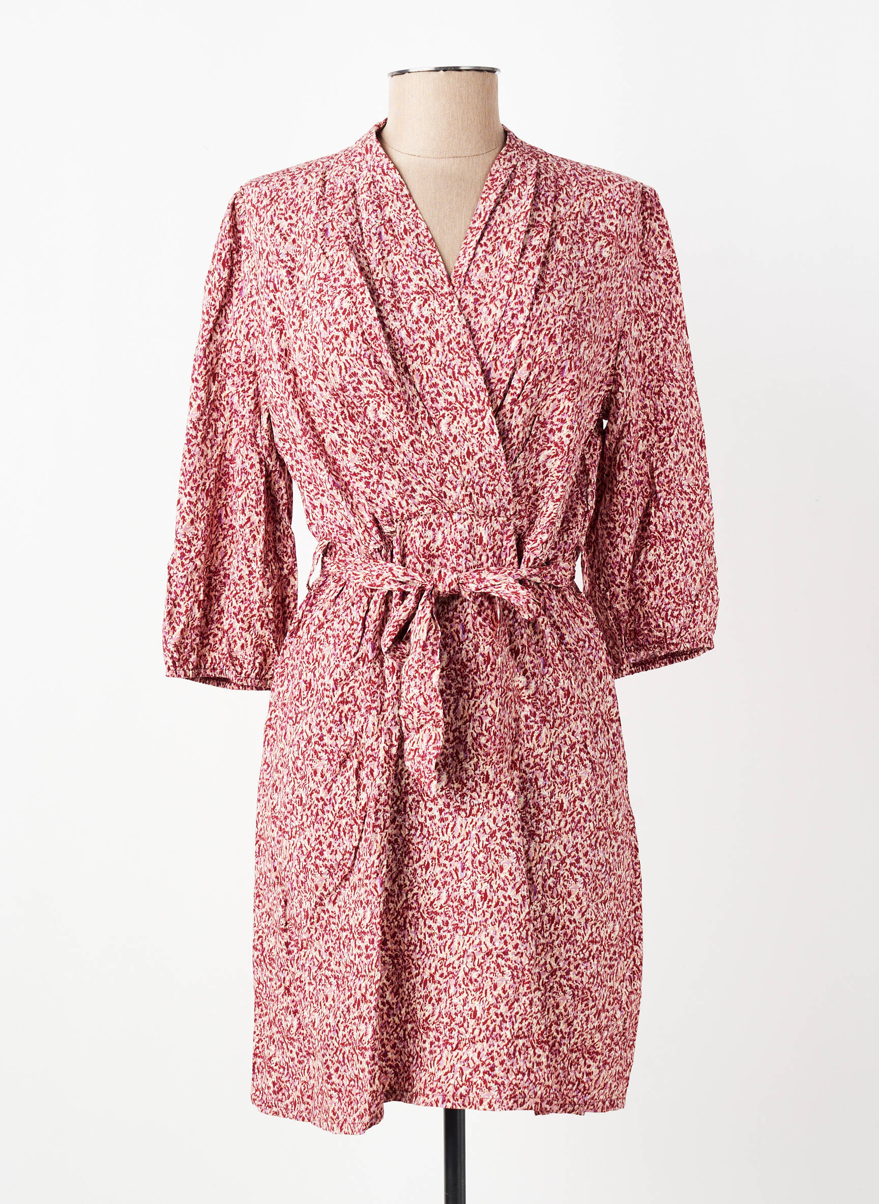 Robe courte manches 3/4 manches 3/4 rouge GRACE & MILA femme