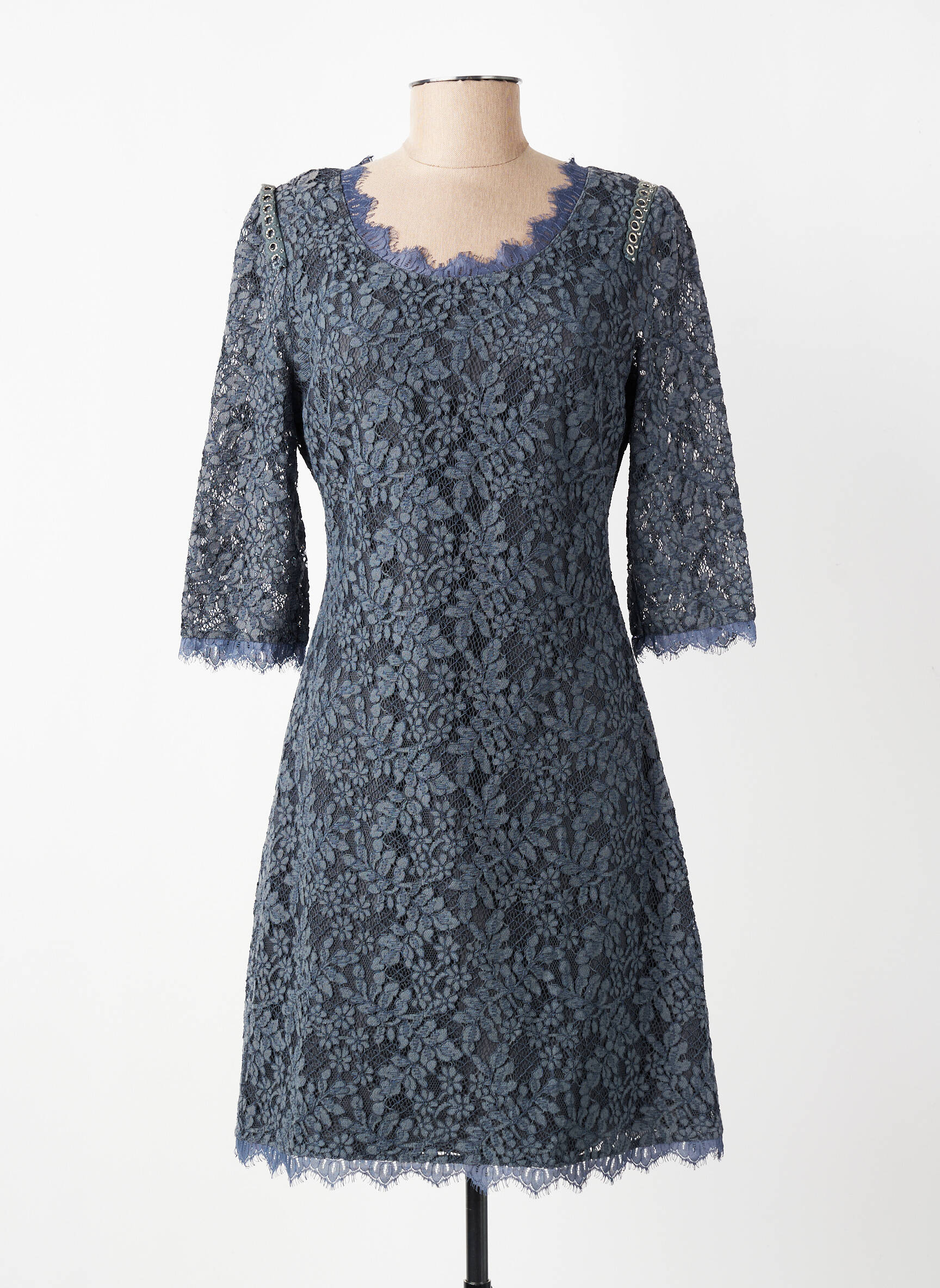 Robe courte manches 3/4 manches 3/4 gris EVA KAYAN femme