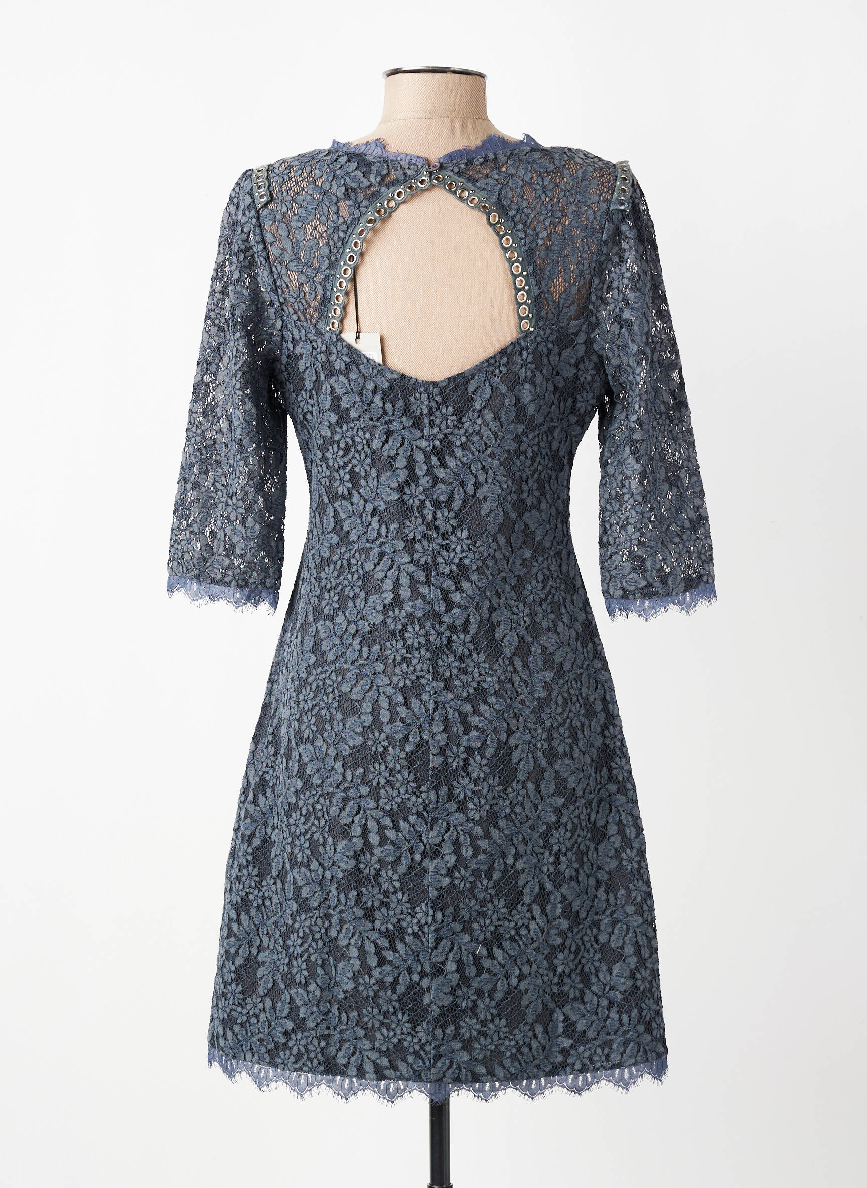 Robe courte manches 3/4 manches 3/4 gris EVA KAYAN femme