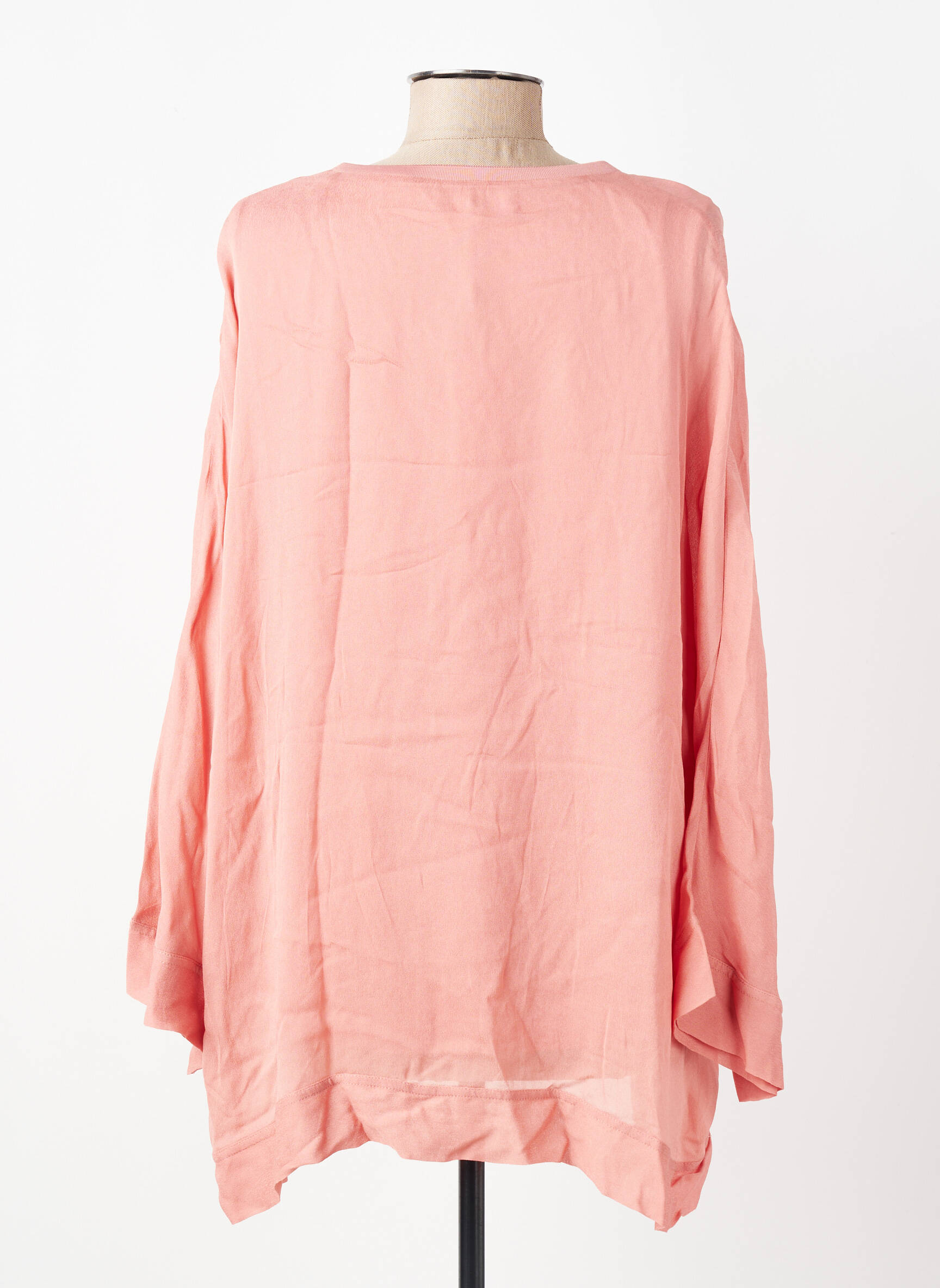 Tunique manches longues tissage crêpe rose YAYA femme