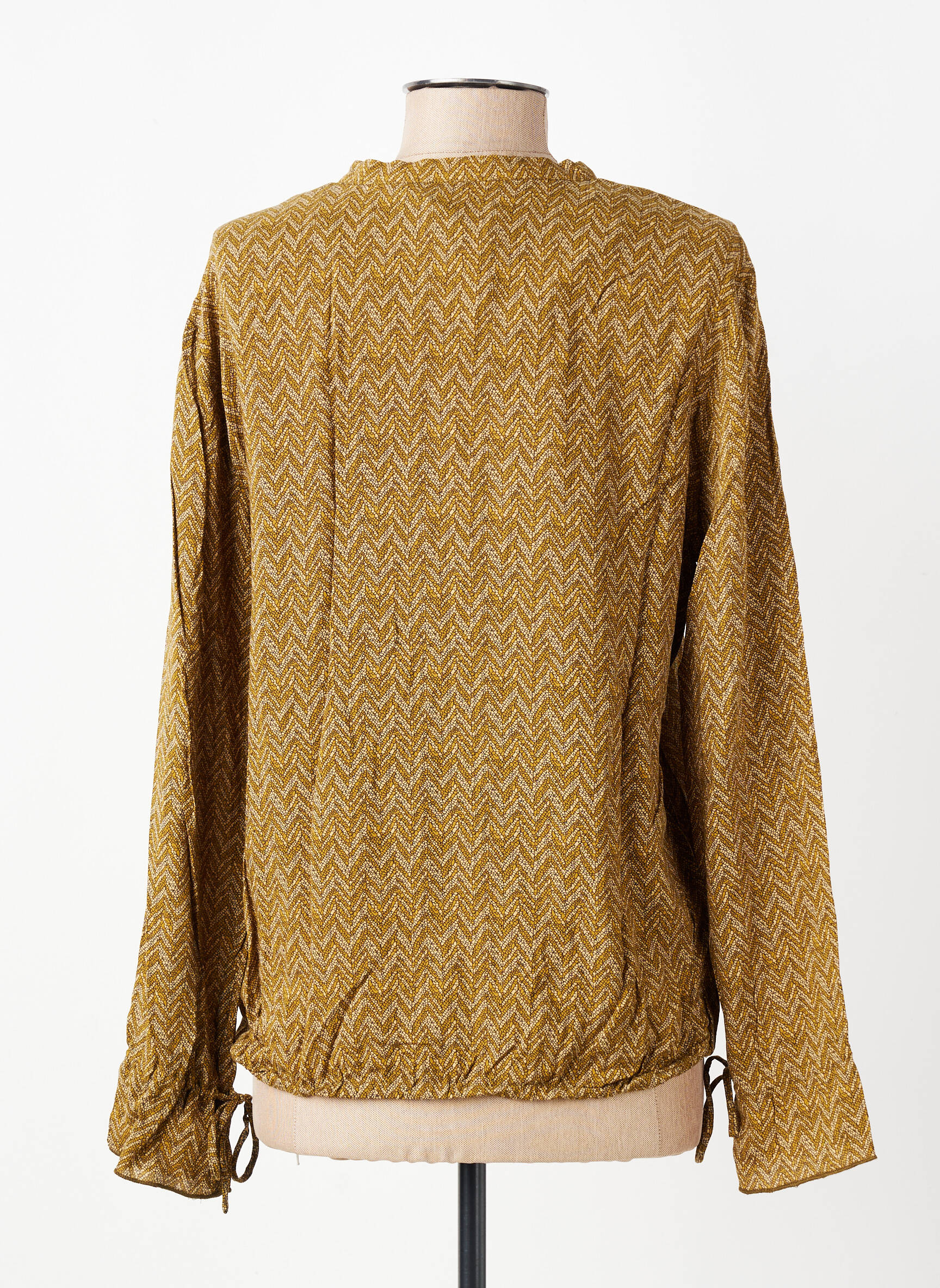 Blouse tissage popeline manches longues vert YAYA femme