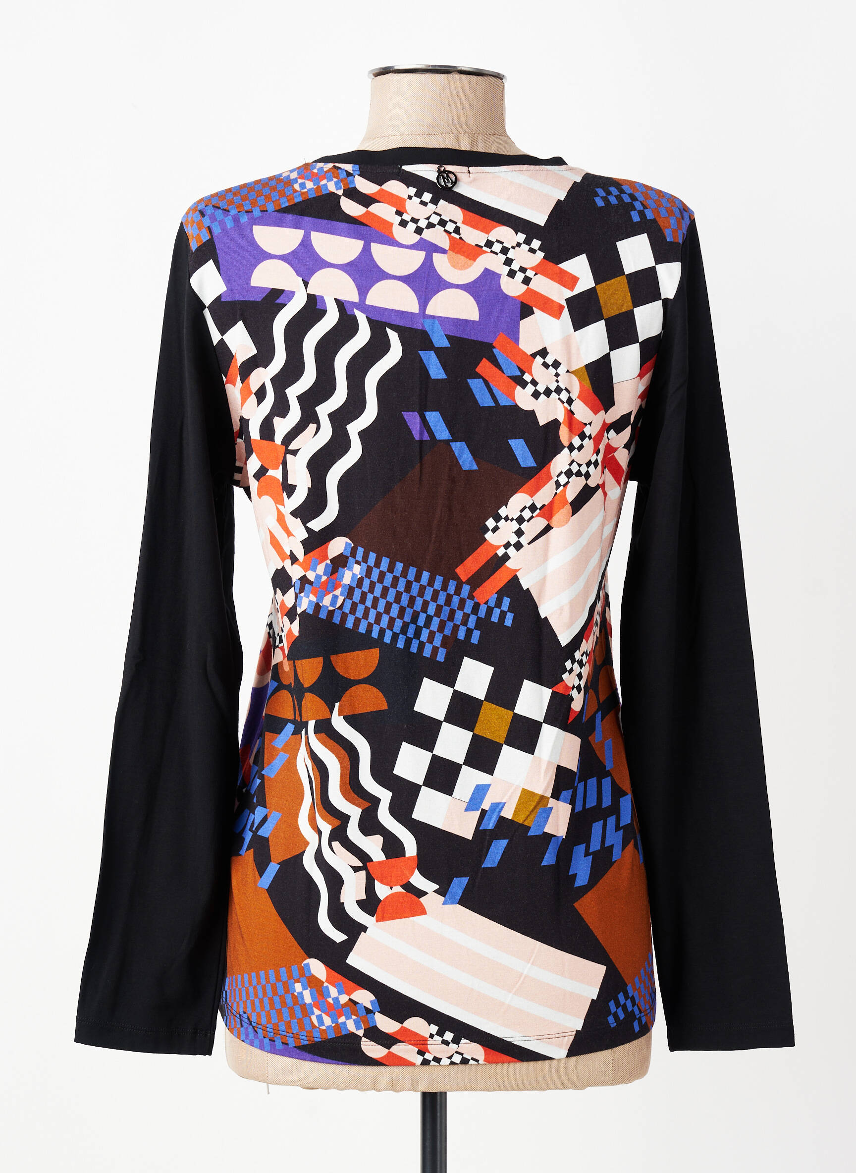T-shirt imprimé fantaisie manches longues noir MALOKA femme