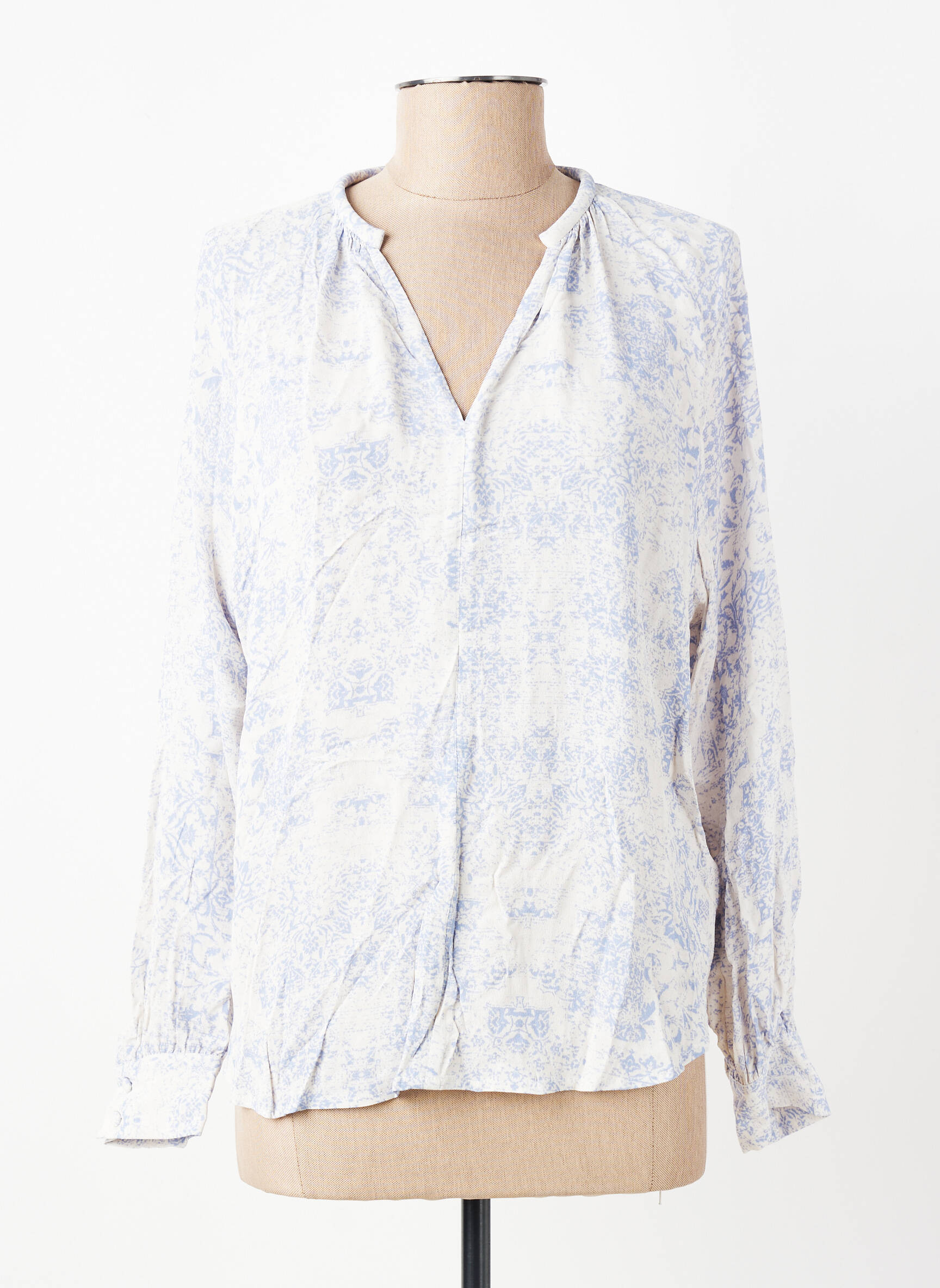 Blouse imprimé fantaisie manches longues bleu YAYA femme