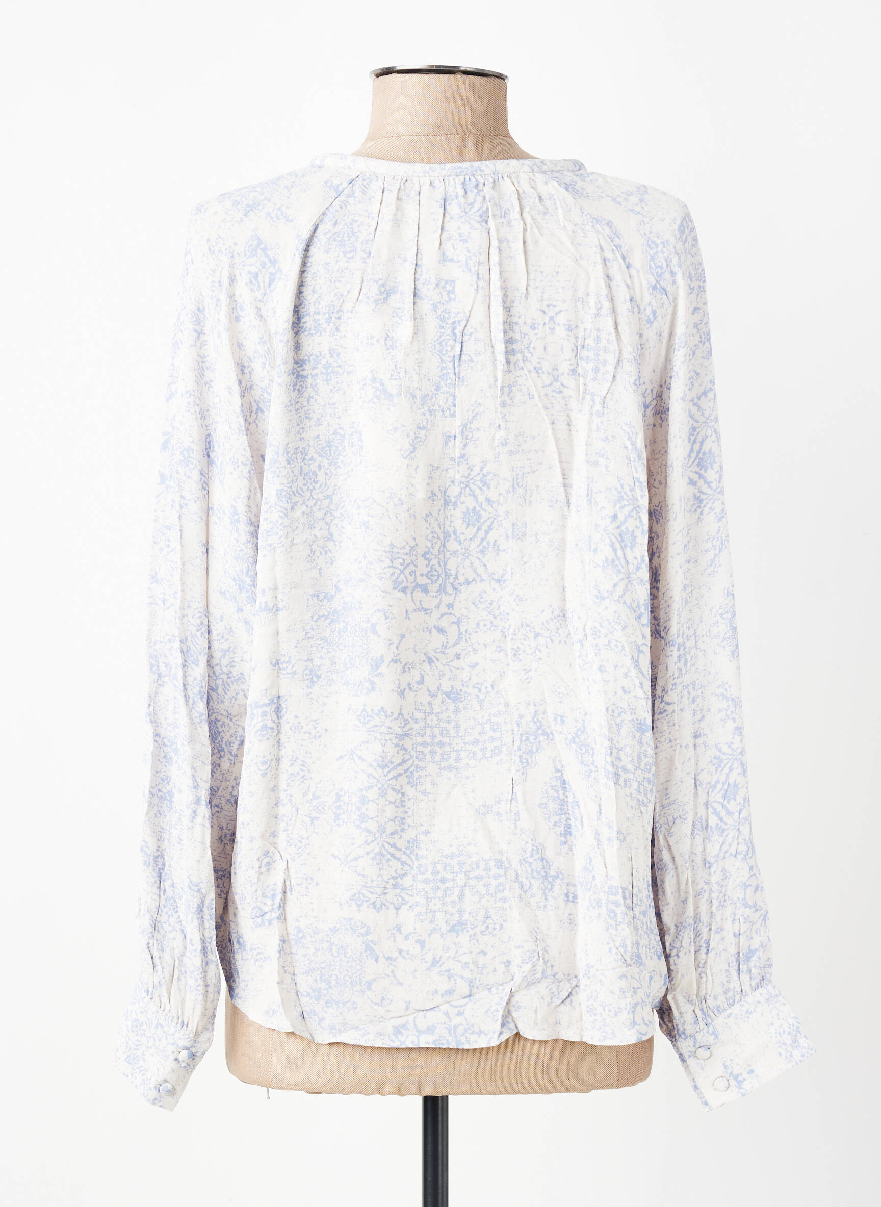 Blouse imprimé fantaisie manches longues bleu YAYA femme