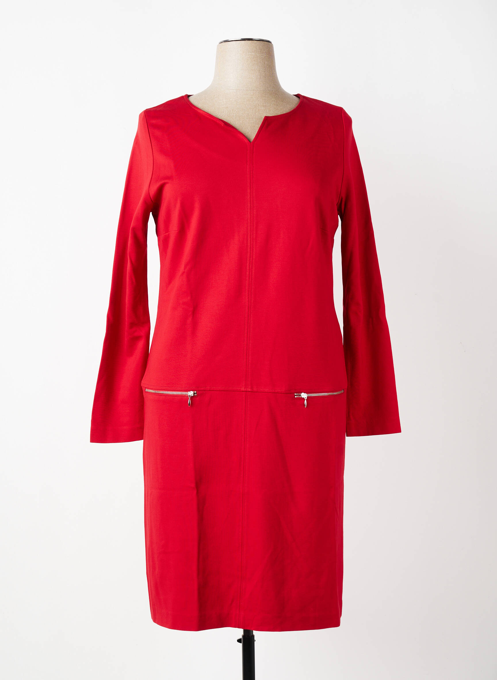 Robe mi-longue manches longues manches longues rouge PAUSE CAFE femme
