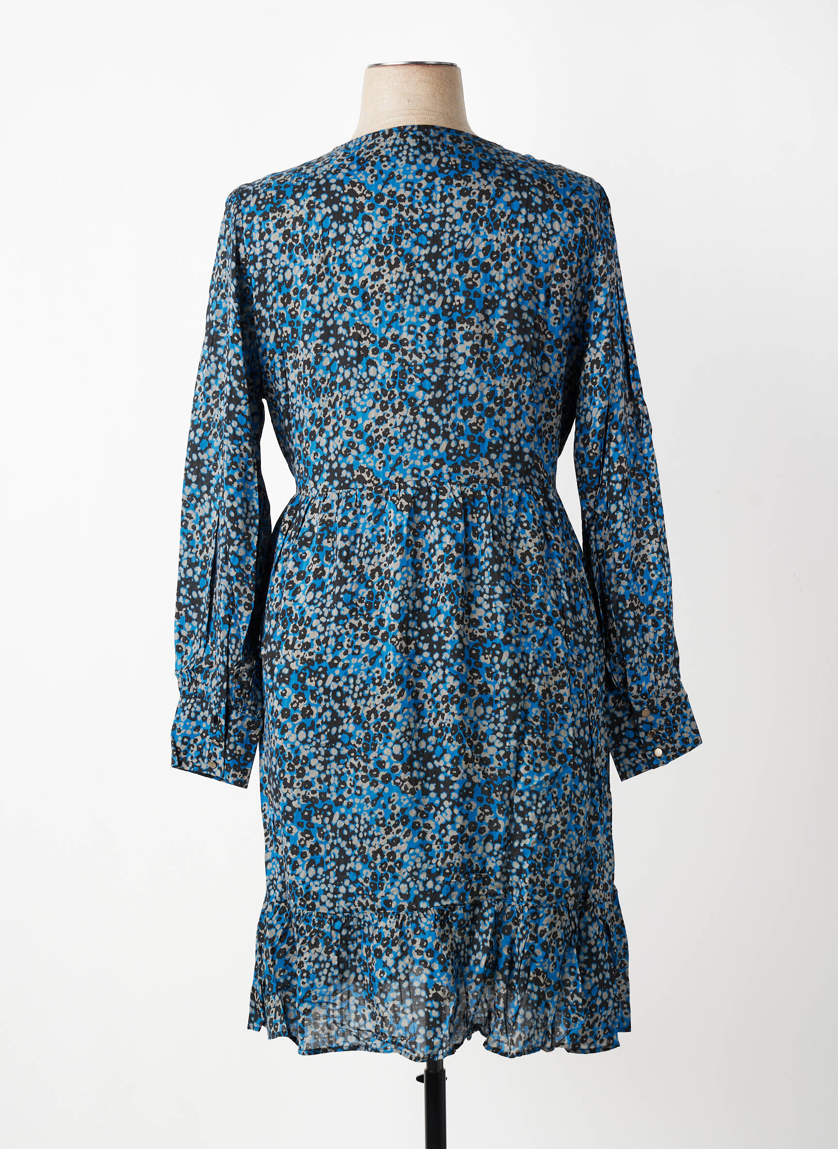 Robe mi-longue manches longues manches longues bleu EVA KAYAN femme
