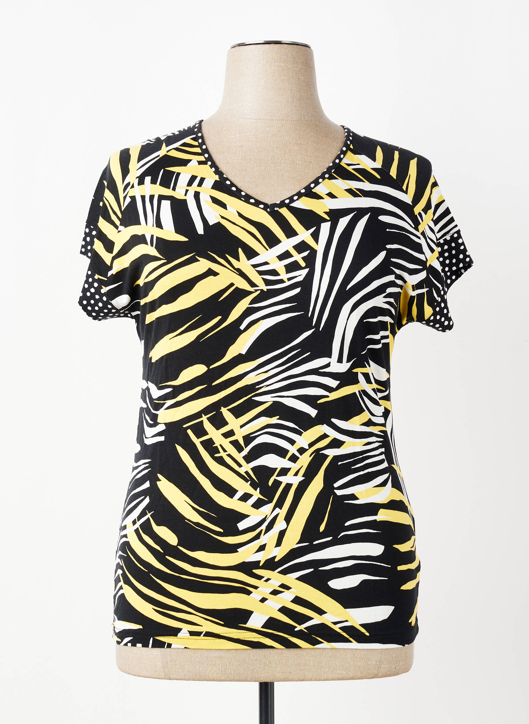 T-shirt col v manches courtes noir TELMAIL femme