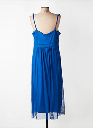Robe longue coupe cintrée fines bretelles bleu MALOKA femme