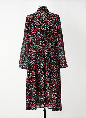 Robe mi-longue coupe fluide manches longues noir ONE STEP femme