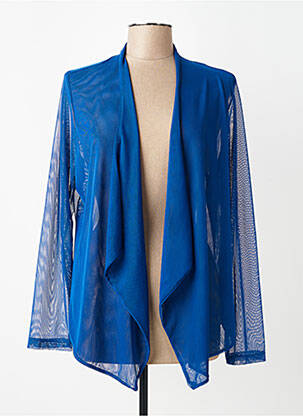 Gilet manches longues col v bleu MALOKA femme