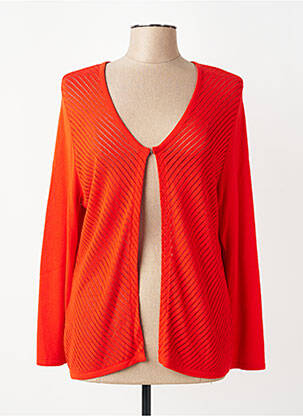 Gilet manches longues maille ajourée rouge TELMAIL femme