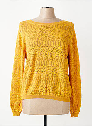 Pull maille ajourée manches longues jaune LE PETIT BAIGNEUR femme