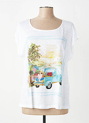 T-shirt imprimé fantaisie manches courtes blanc MALOKA femme