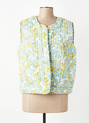 Gilet sans manche coupe droite vert C'EST BEAU LA VIE femme