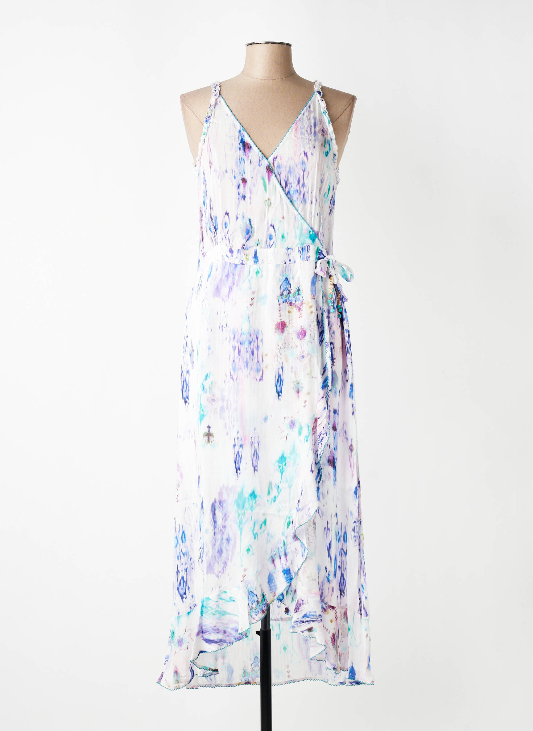 Robe longue coupe cintrée fines bretelles violet EVA KAYAN femme