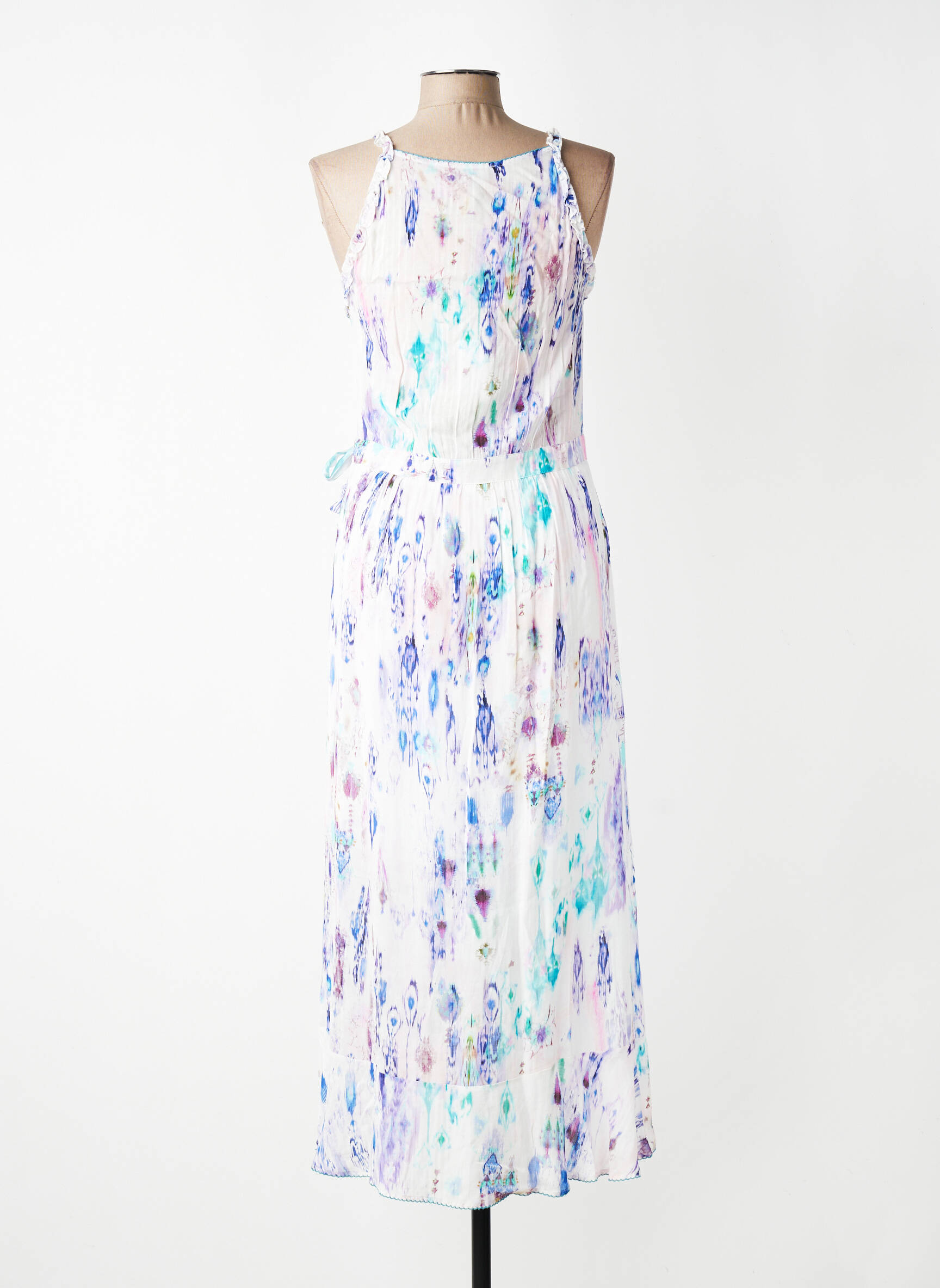 Robe longue coupe cintrée fines bretelles violet EVA KAYAN femme