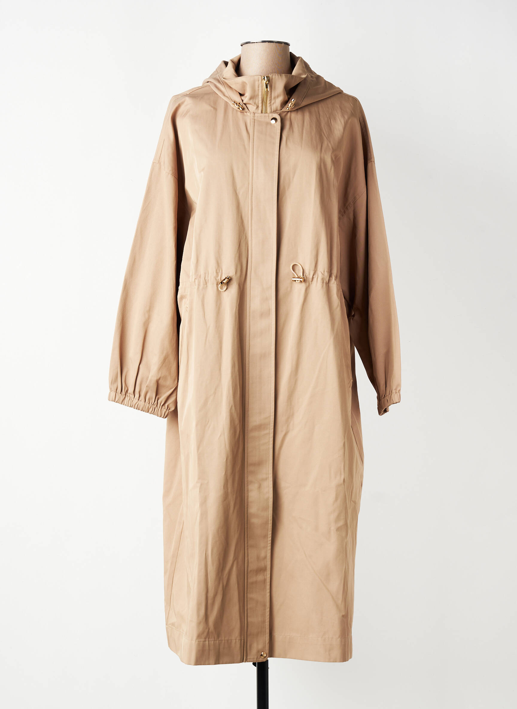 Trench tissage popeline a capuche beige GRACE & MILA femme
