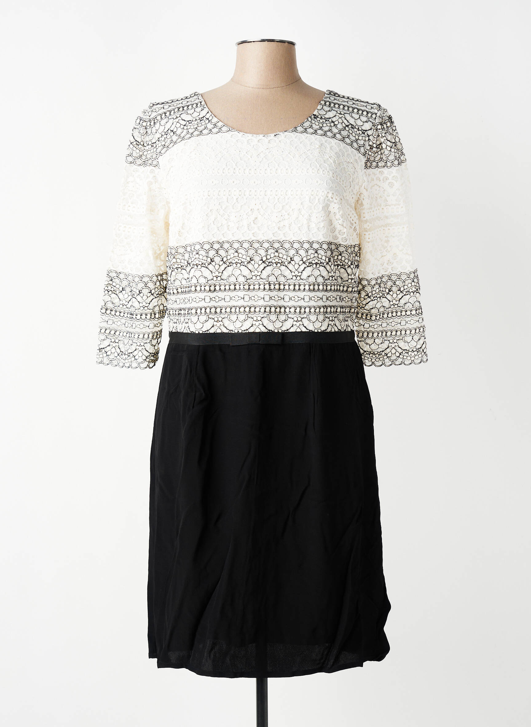 Robe mi-longue manches 3/4 manches 3/4 beige PAUSE CAFE femme