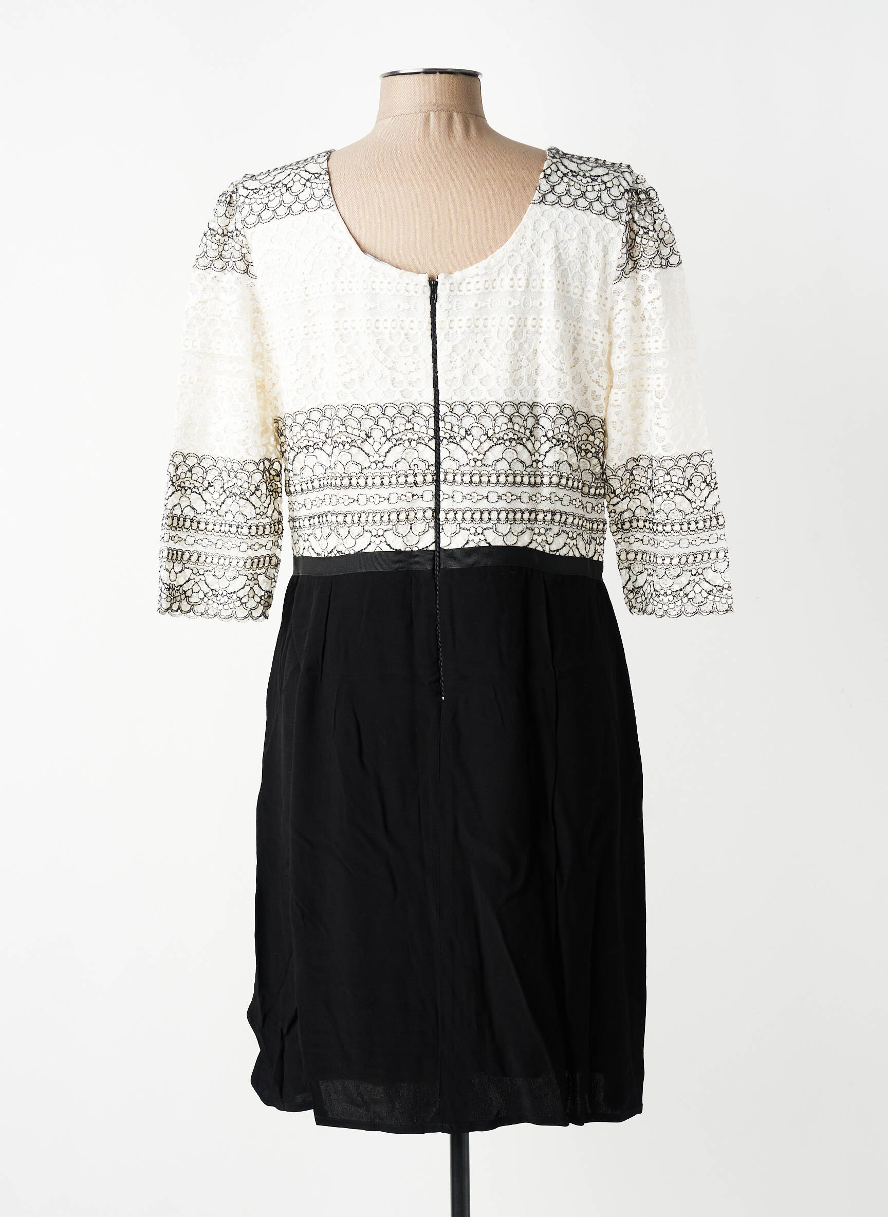 Robe mi-longue manches 3/4 manches 3/4 beige PAUSE CAFE femme