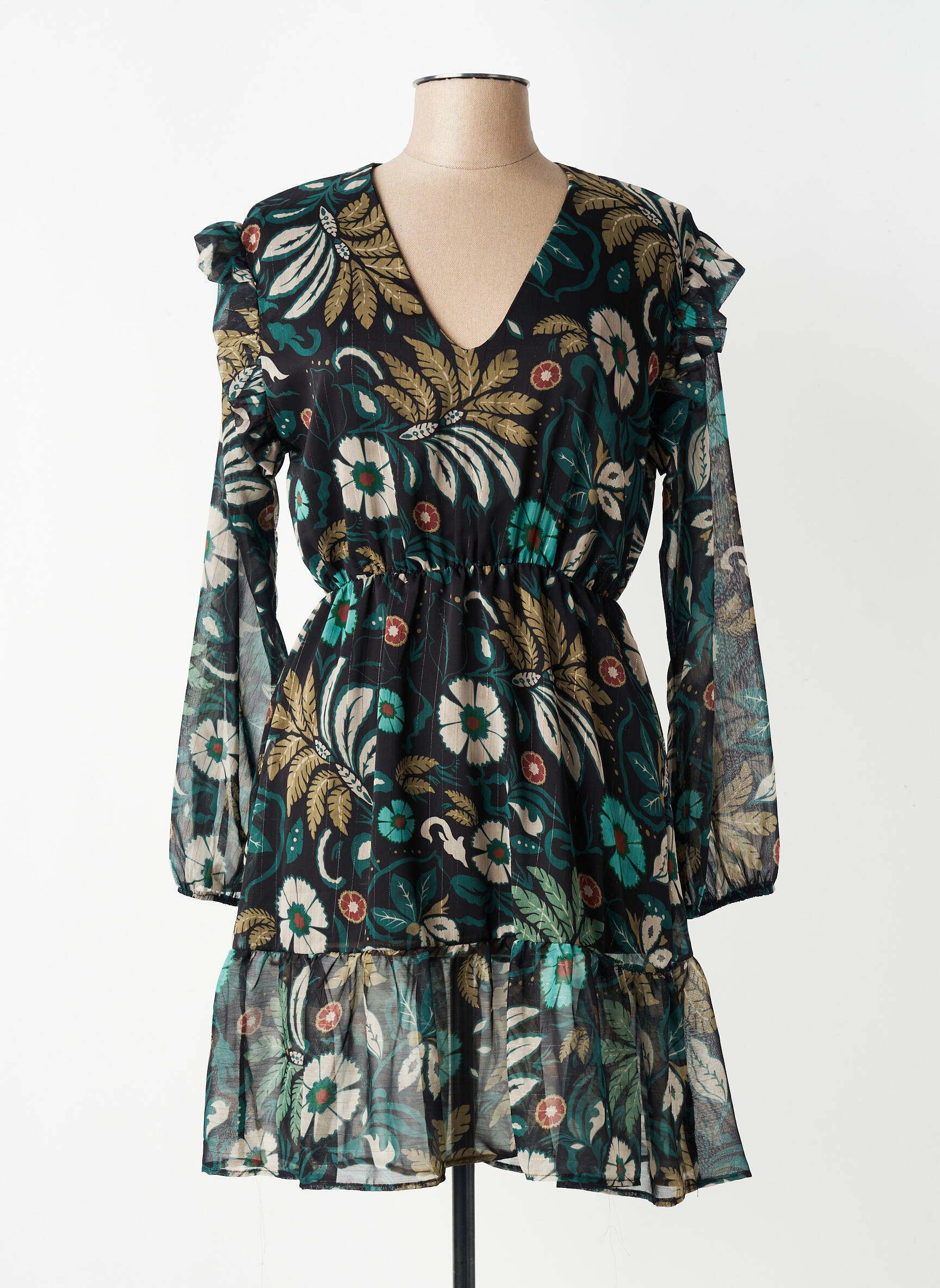 Robe courte manches longues manches longues noir ARTIGLI femme