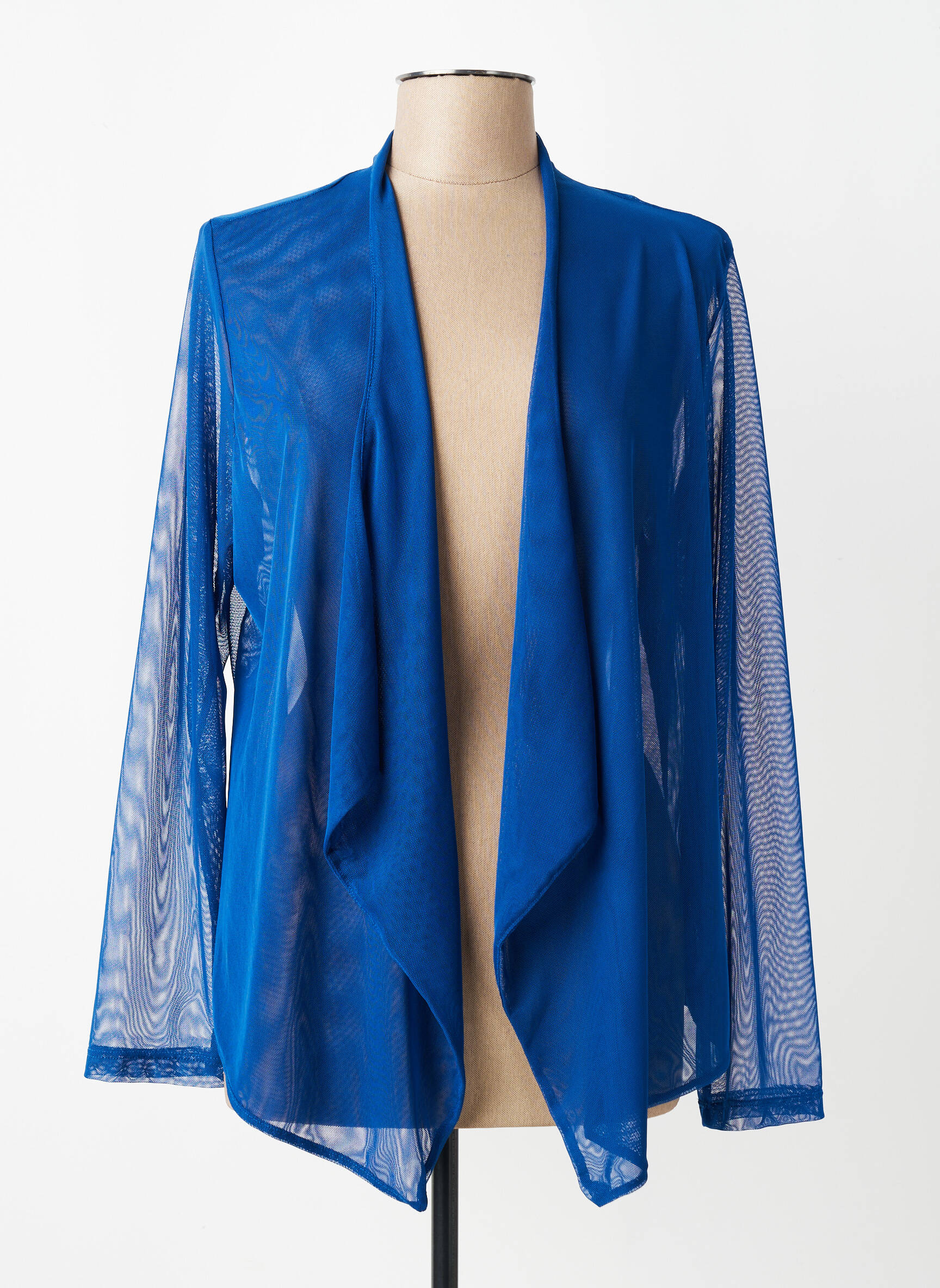Gilet manches longues col v bleu MALOKA femme