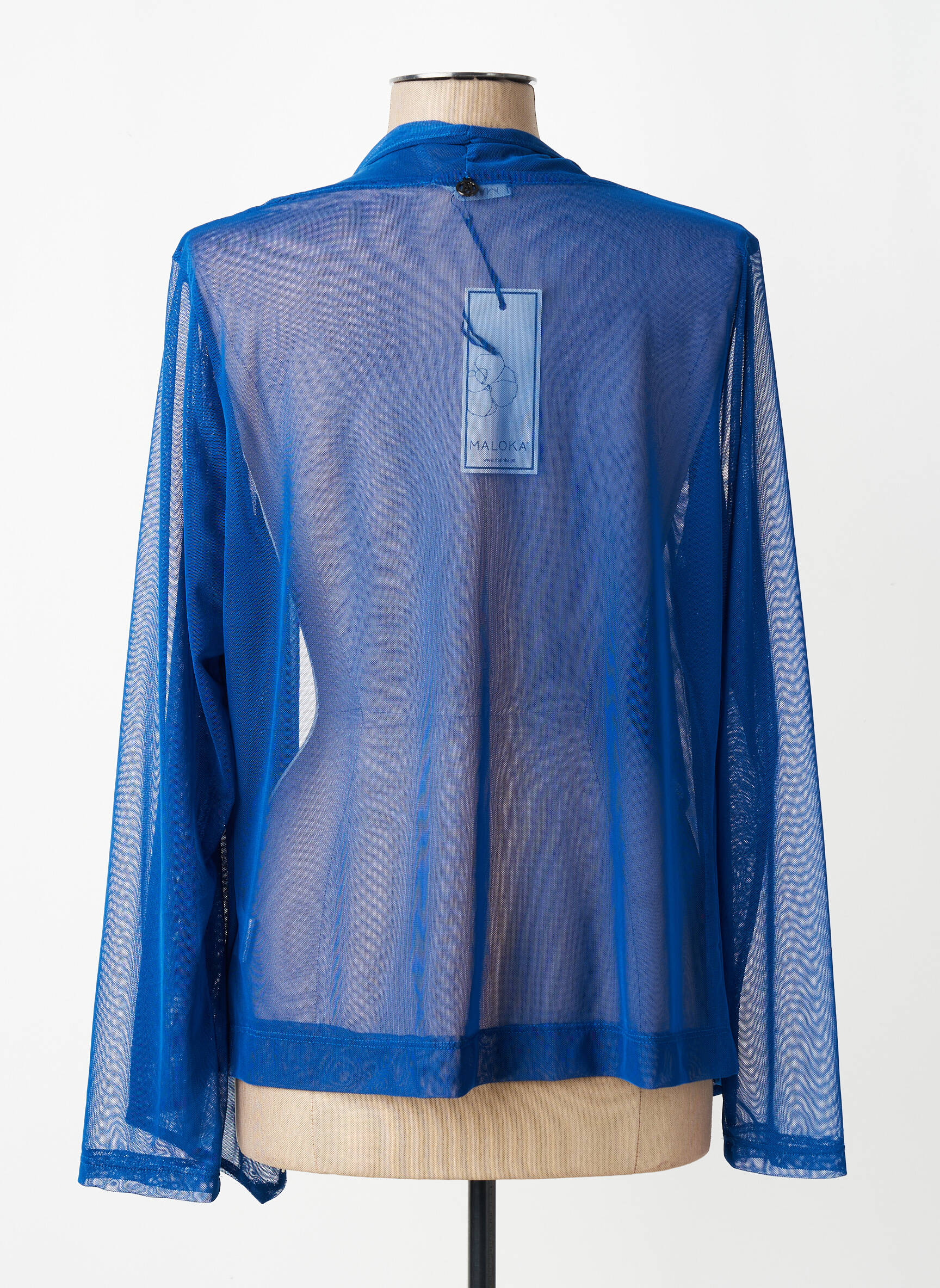Gilet manches longues col v bleu MALOKA femme