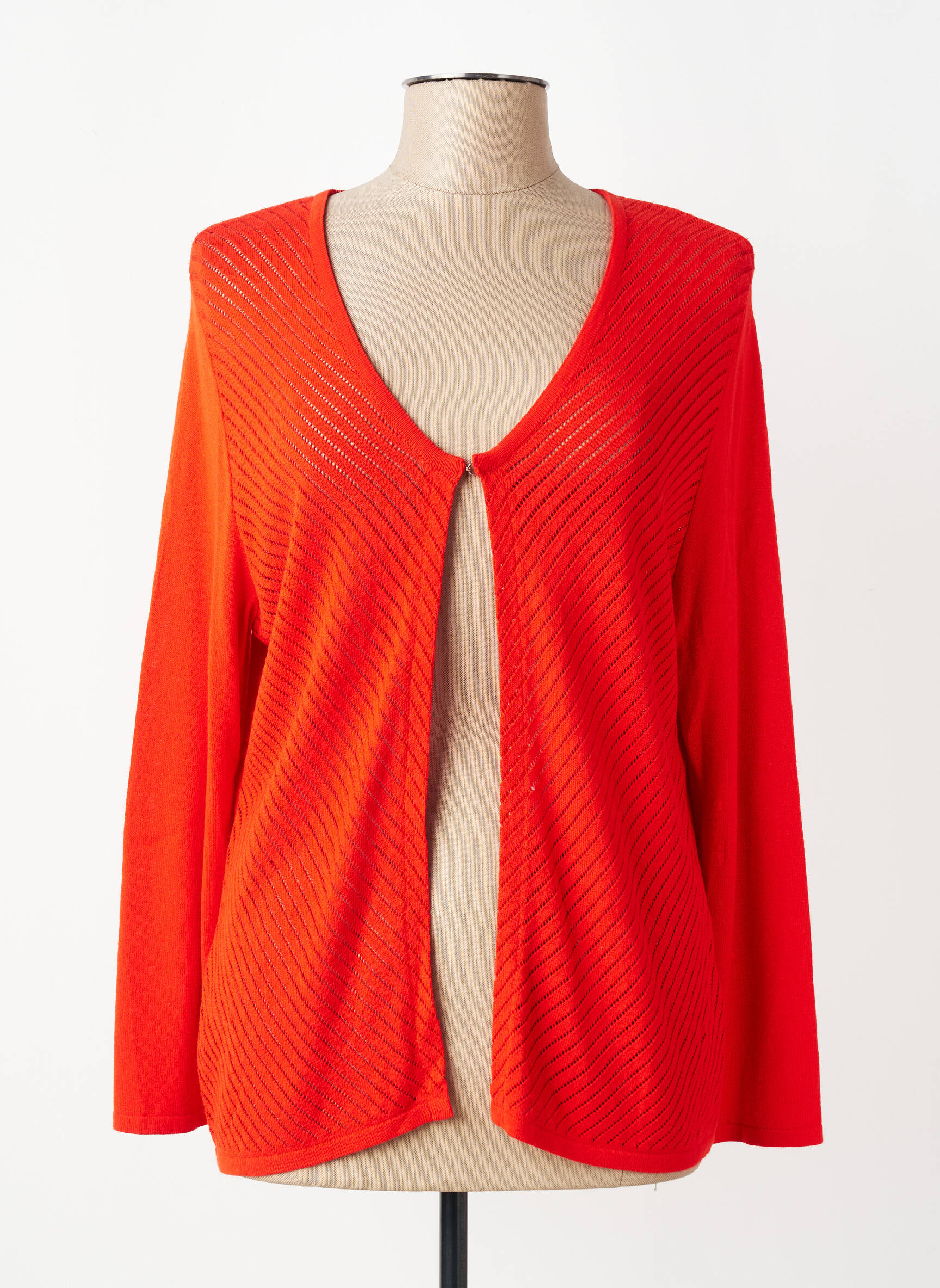 Gilet manches longues maille ajourée rouge TELMAIL femme