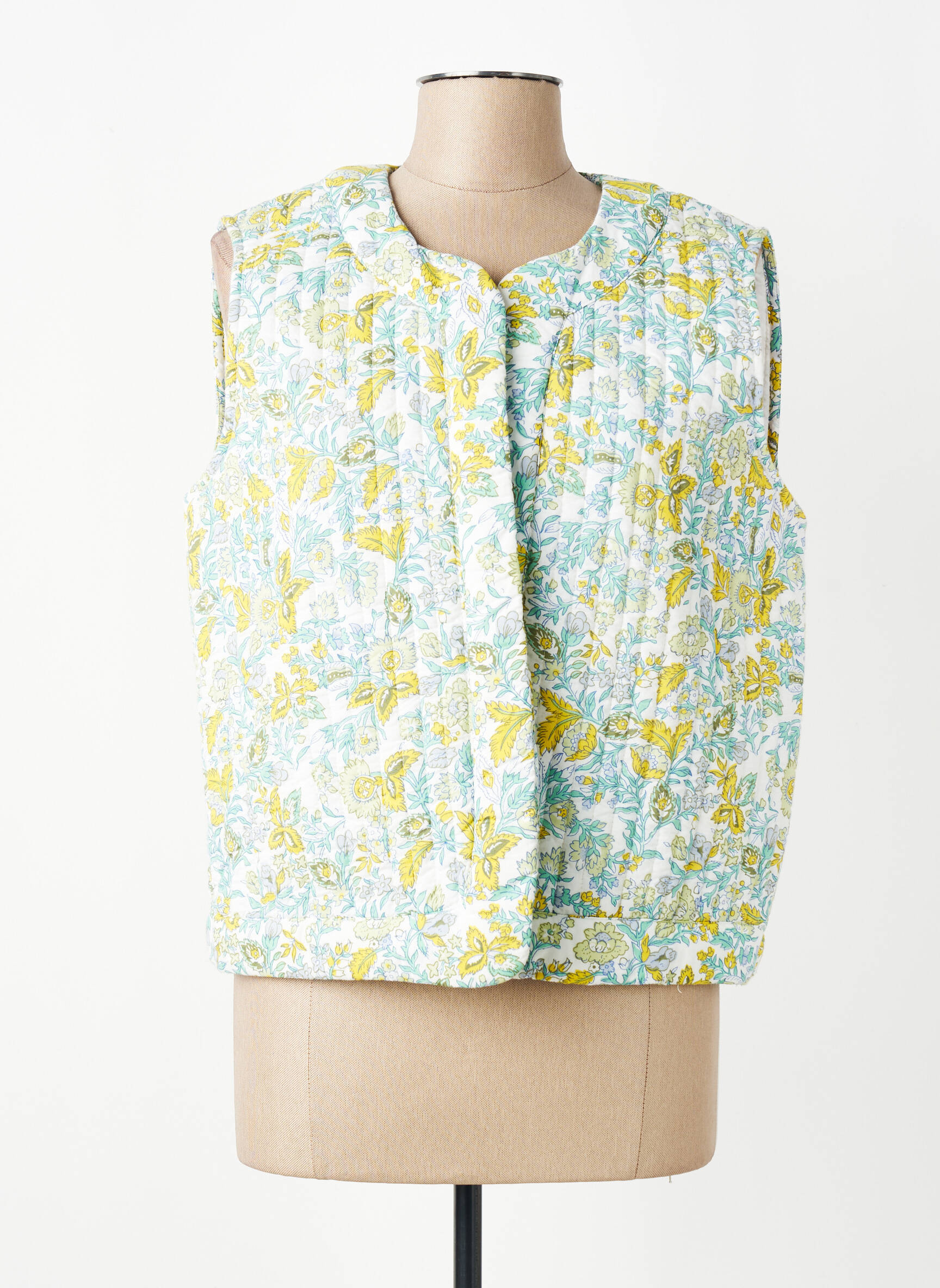 Gilet sans manche coupe droite vert C'EST BEAU LA VIE femme