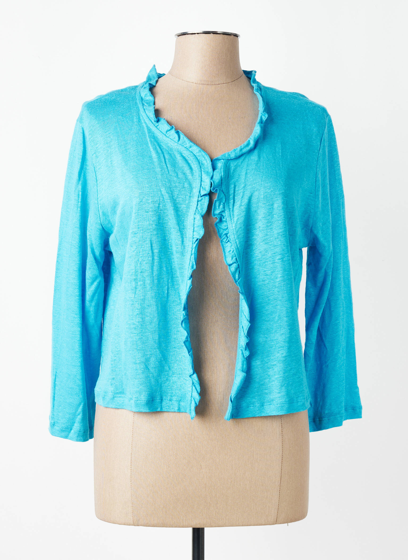Gilet manches longues manches 3/4 bleu MALOKA femme
